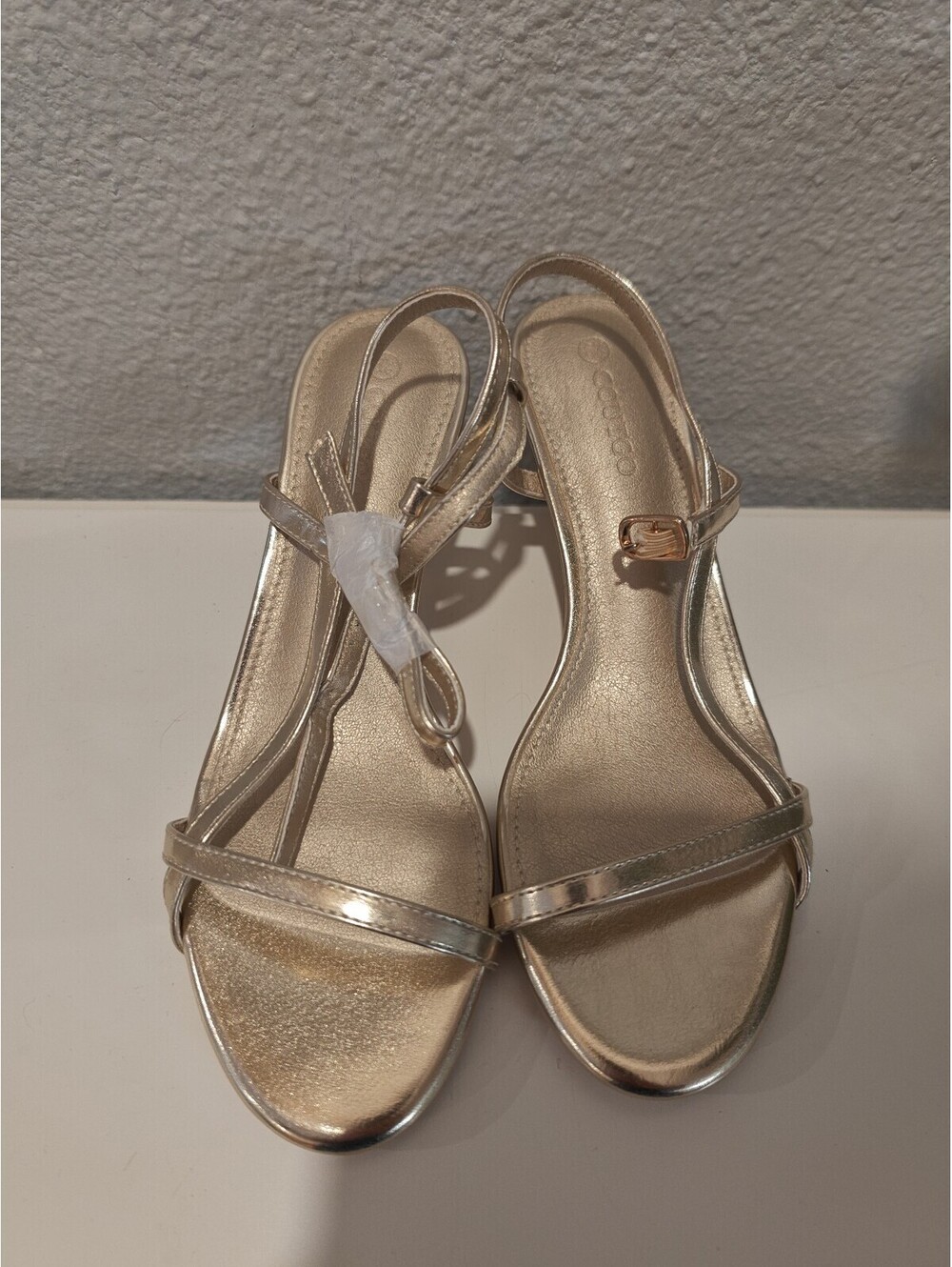 Coclico Gold Metallic Strappy Slingback Heels Size 7